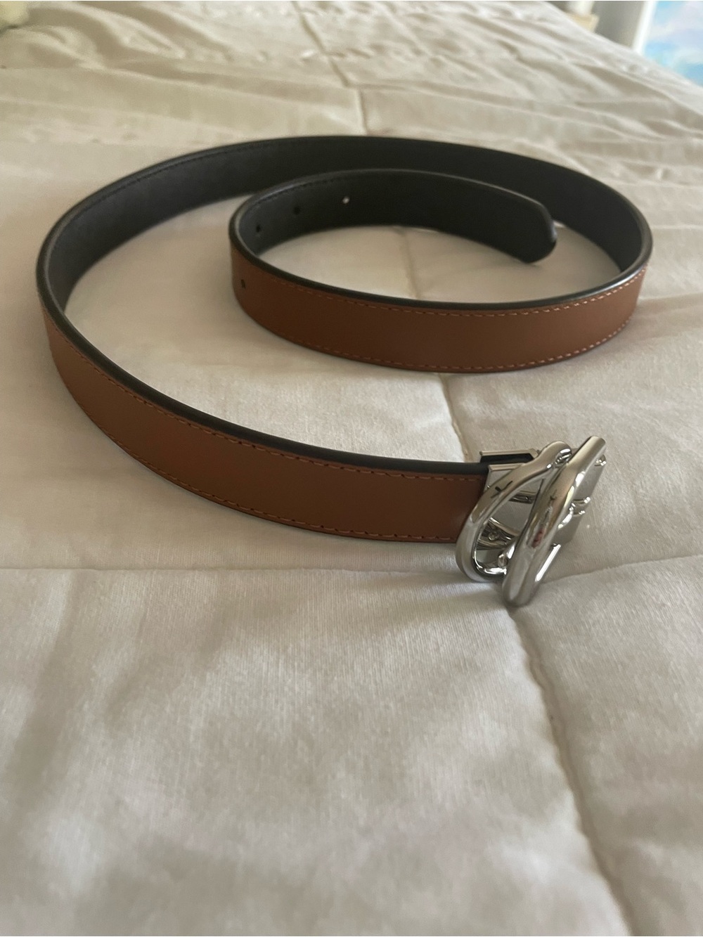 Ralph Lauren Double sided Leather Belt with Silver Buckle